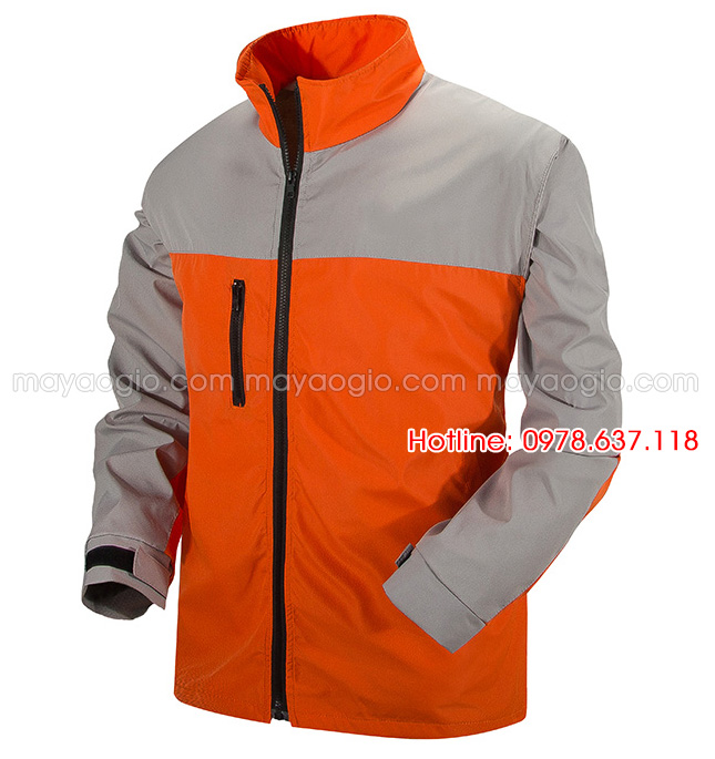 Áo gió đồng phục AGDP10 | In áo gió màu cam | May ao gio